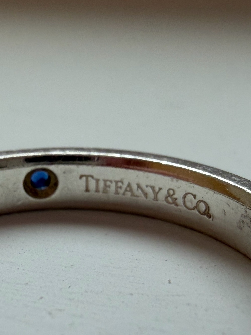 Tiffany stackable band ring with sapphire stone 925 sterling silver - Picture 7 of 11